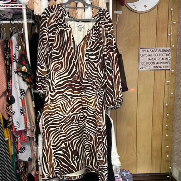 Tommy Bahama Brown and Cream Puff Sleeve Sundress - Picture 1 of 3